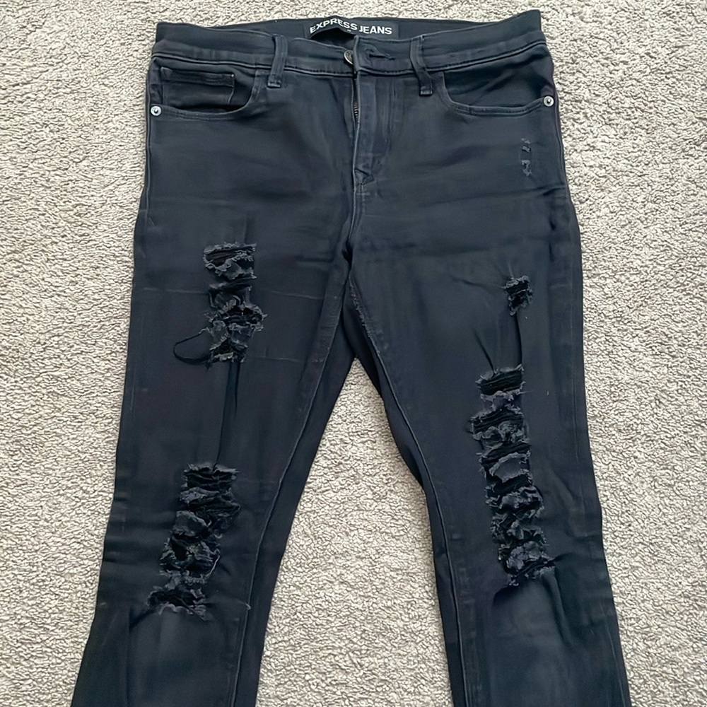Express ripped black skinny jeans